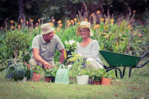 Gardeners carrying out a booked outdoor maintenance service