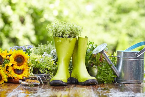 Protective equipment and tools used during routine garden work